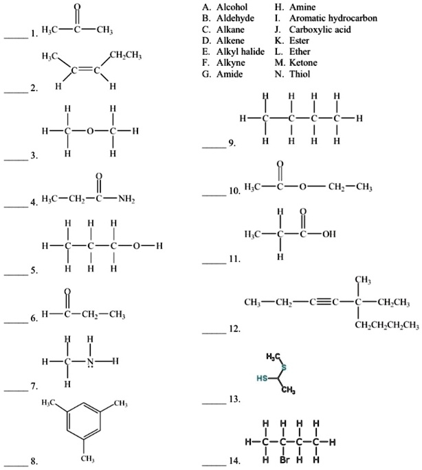 Alcohol Aldehyde Alkane Alkene Alkyl halide Alkyne Am… - SolvedLib