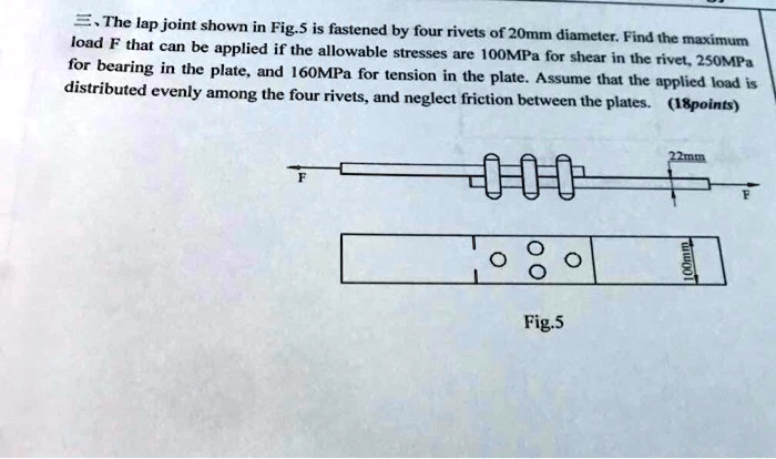 ??The lap joint shown in Fig.5 is fastened by four rivets of...