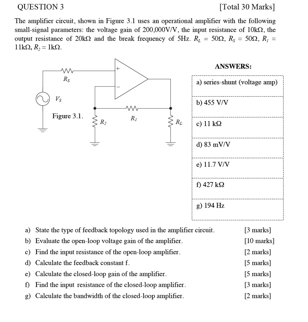SOLVED QUESTION 3 [Total 30 Marks] The amplifier circuit, shown in