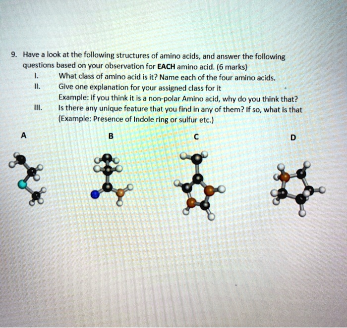 SOLVED Have look at the following structures of amino acids, and