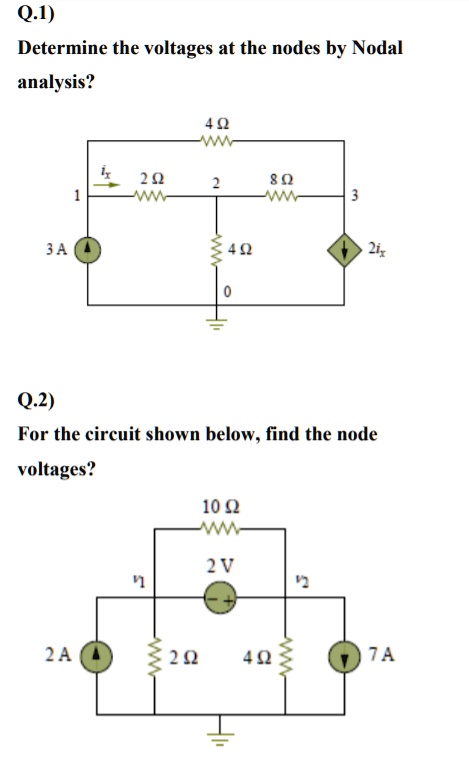 SOLVED: Determine the voltages at the nodes by Nodal analysis. 4 ix 20 ...