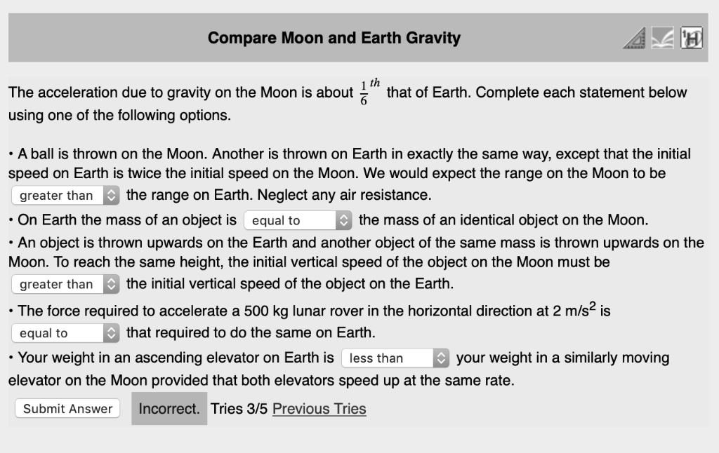 compare moon and earth gravity the acceleration due to gravity on the ...