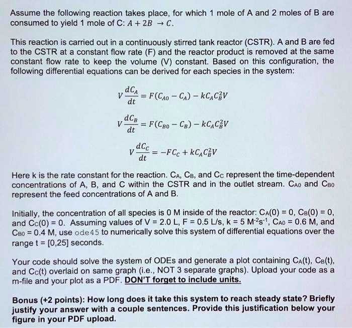 SOLVED: Assume the following reaction takes place, for which 1 mole of ...
