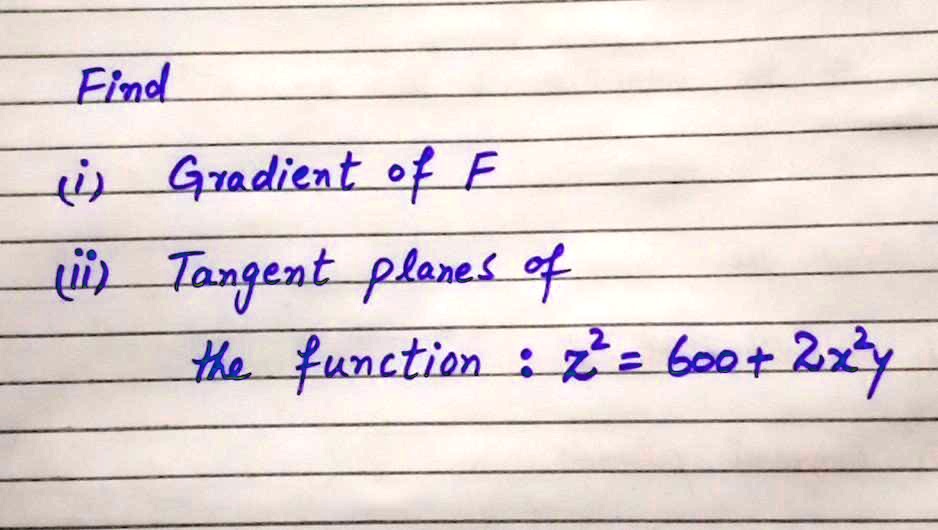 eind i gzadient e e u tangent plane ic kunction 12 6oo 2x 73662