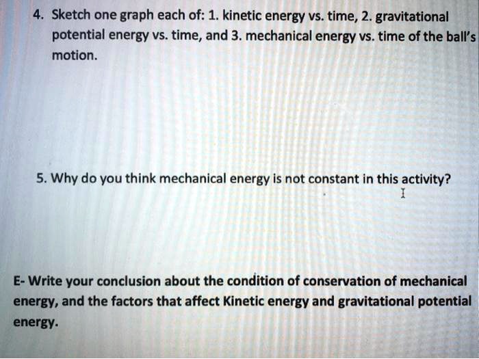 SOLVED Sketch one graph each of 1. energy vs. time, 2