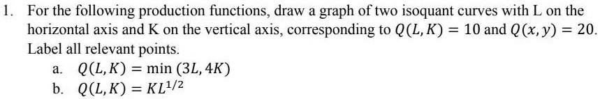 SOLVED: For the following production functions, draw a graph of two ...