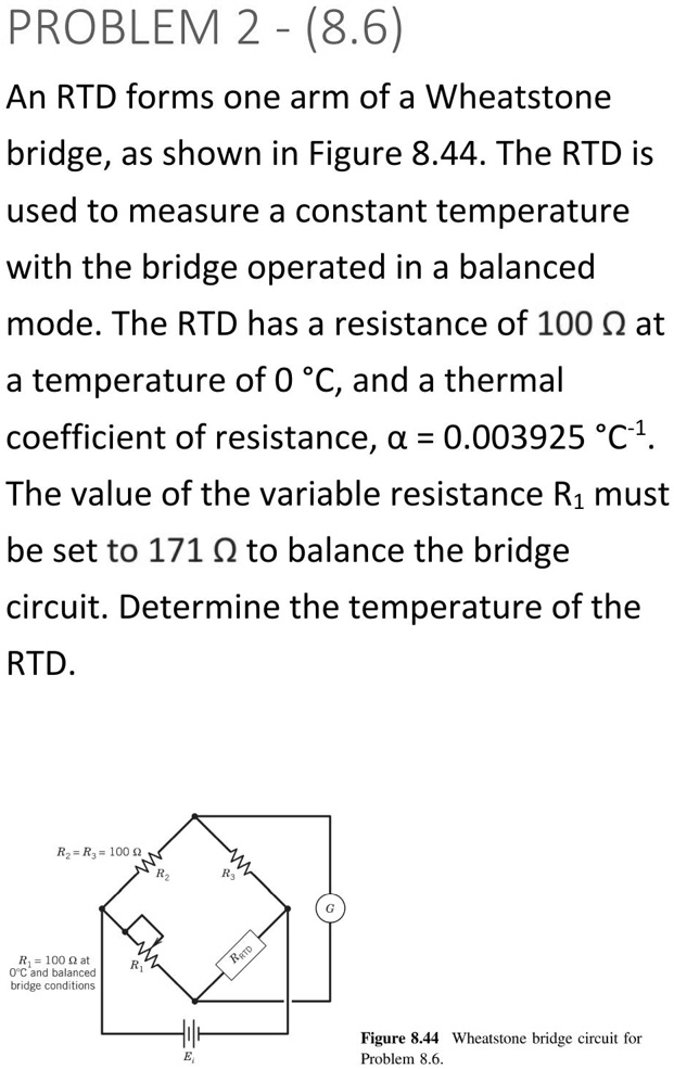 problem 2 86 an rtd forms one arm of a wheatstone bridge as shown in ...