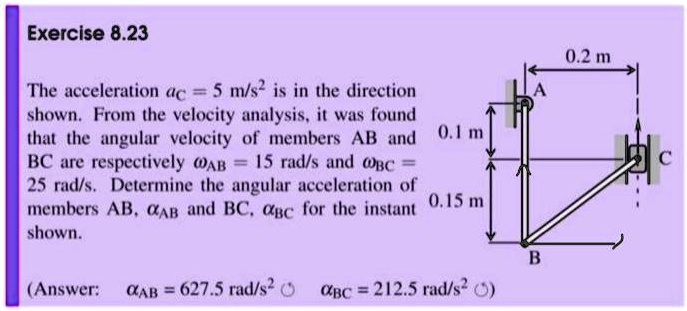 SOLVED: Exercise 8.23 The acceleration ac = 5 m/s² is in the direction ...