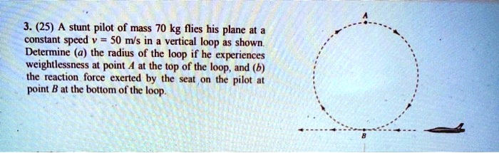 SOLVED: 3.25 A stunt pilot of mass 70 kg flies his plane at a constant ...