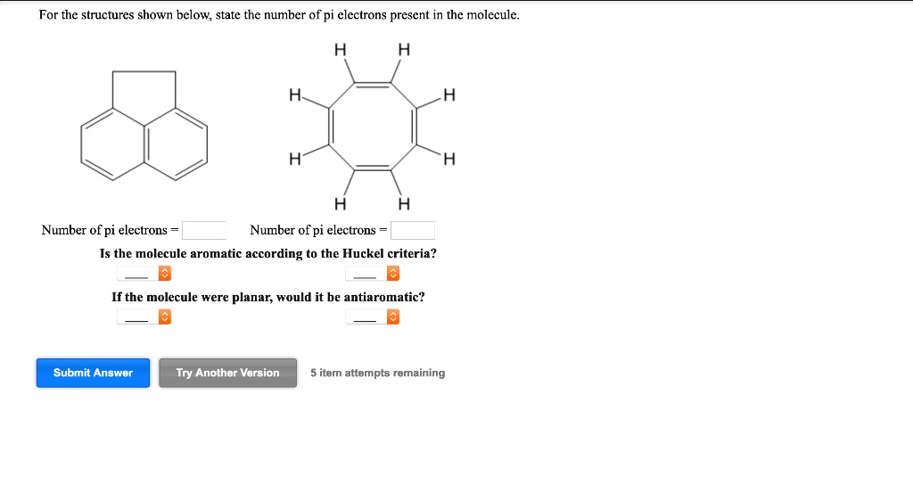 SOLVED For the structures shown below, state the number of pi