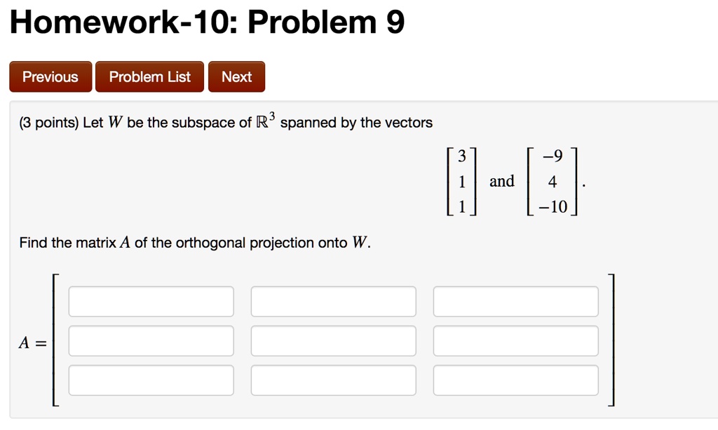 Homework 1o problem 9 previous problem list next points let...
