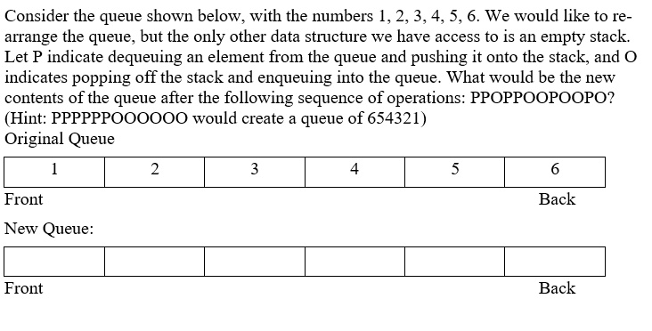 Number Based Queue SOLVED: Consider the queue shown below, with the numbers 1, 2, 3, 4, 5 ...