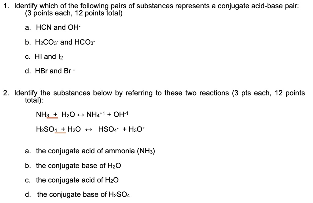 SOLVED: Identify which of the following pairs of substances represents ...