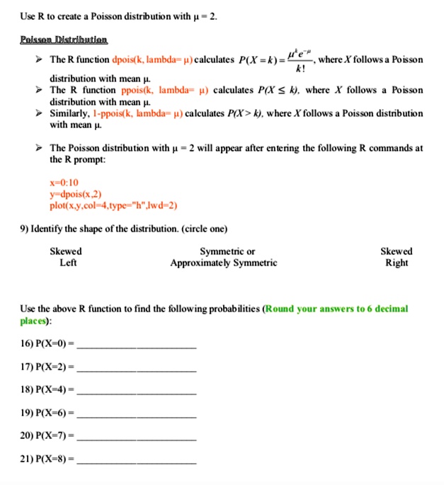 SOLVED: Use R to create a Poisson distribution with Î»=2. Poisson ...