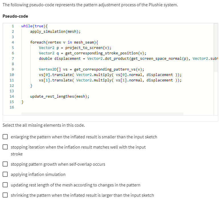The following pseudo-code represents the pattern adjustment process of ...