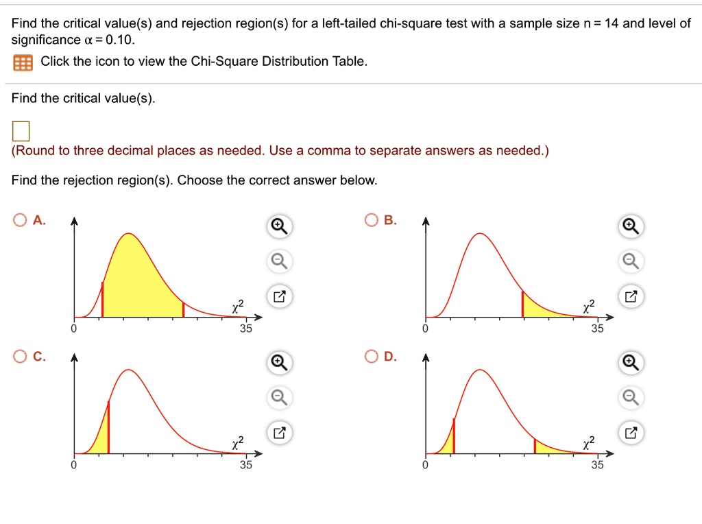 SOLVED Find the critical value(s) and rejection region(s) for a left