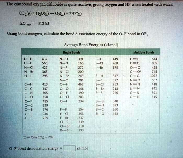 Bond Dissociation Energy Of O2