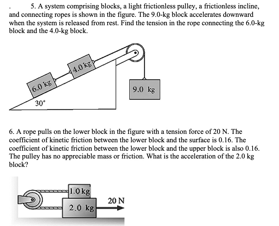 SOLVED A system comprising blocks, a light frictionless pulley, a