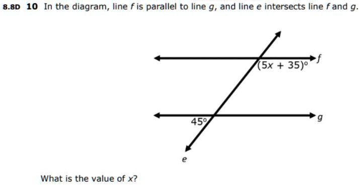 'In the diagram, line f is parallel to line , and line e intersects ...