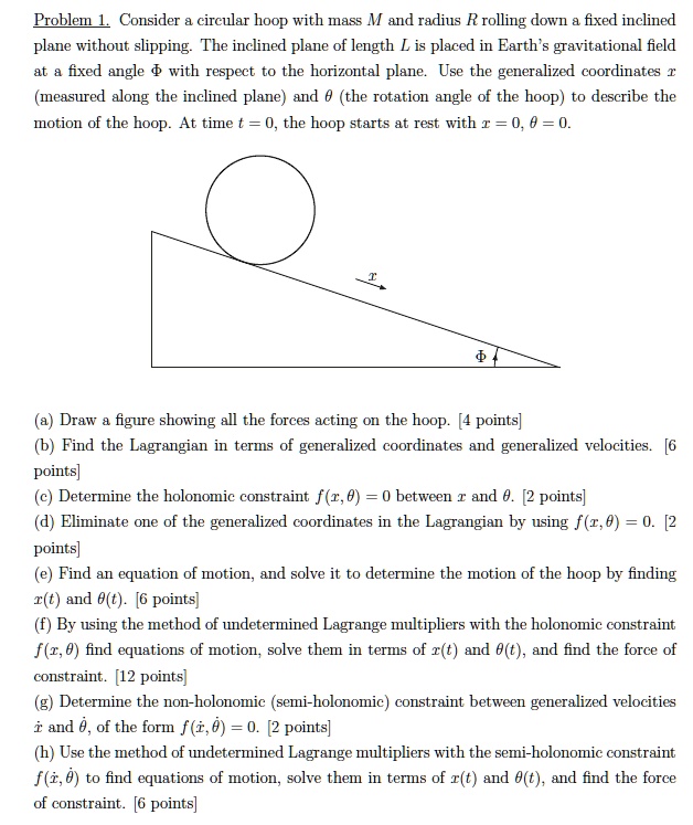 SOLVED: Problem 1. Consider a circular hoop with mass M and radius R ...