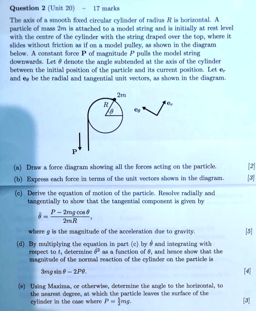 SOLVED: Question 2: Unit 2017 Marks The axis of a smooth fixed circular ...