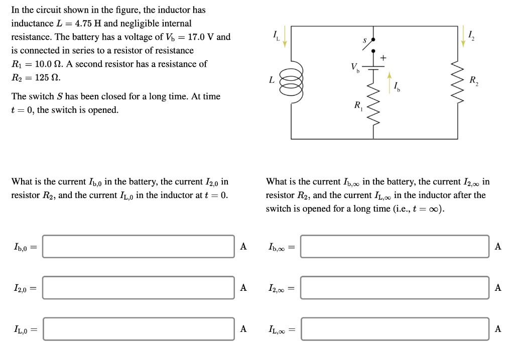 SOLVED In the circuit shown in the figure, the inductor has inductance