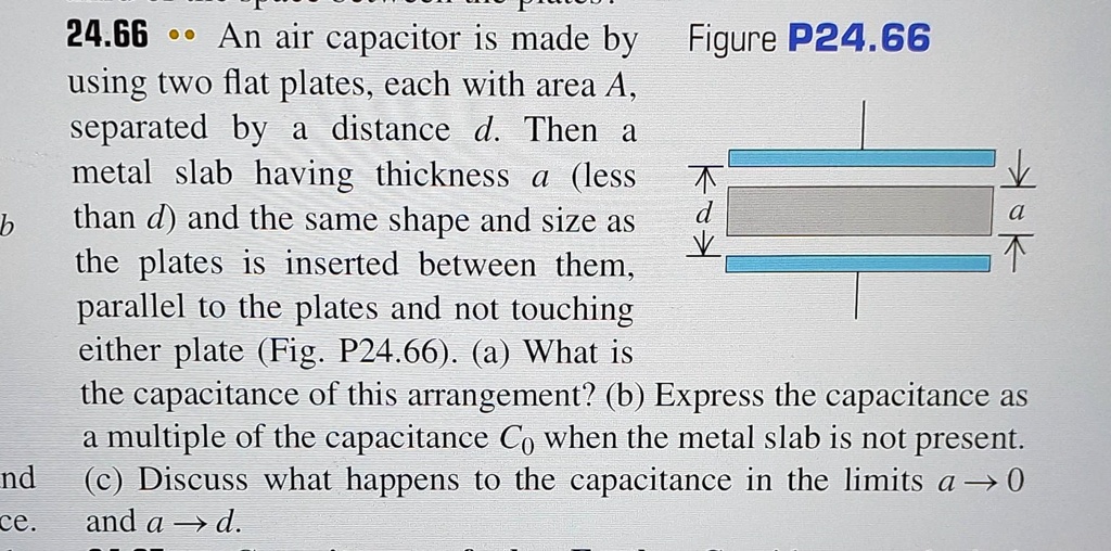 SOLVED: 24.66 .. An Air Capacitor Is Made By Figure P24.66 Using Two ...