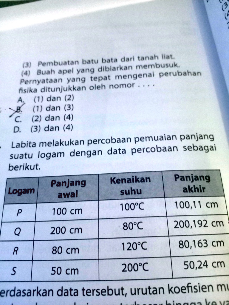 Solved Mita Melakukan Percobaan Pemuaian Panjang Suatu Logam Dengan Dari Percobaan Sebagai