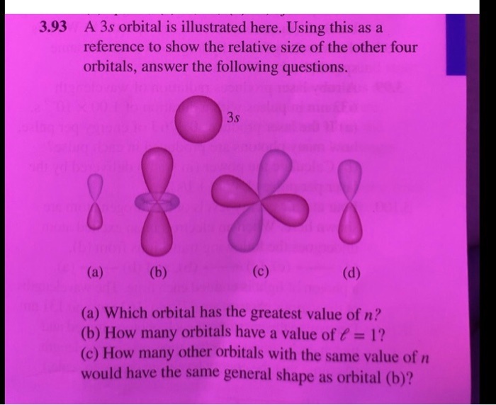 SOLVED: 3.93 A 3s Orbital Is Illustrated Here. Using This As A ...