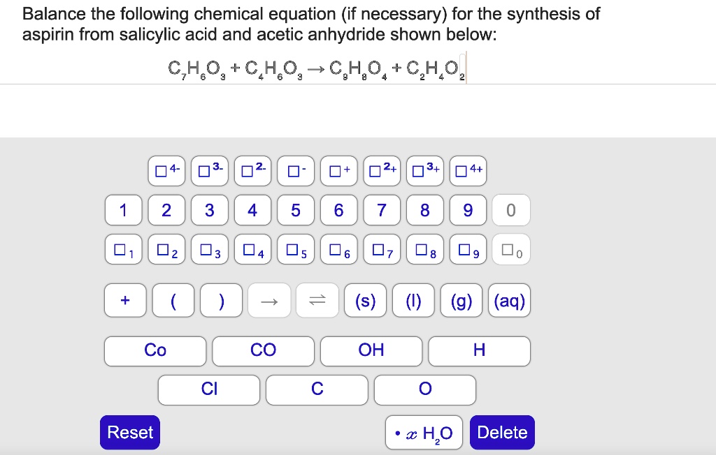 Balance the following chemical equation (if necessary) for the