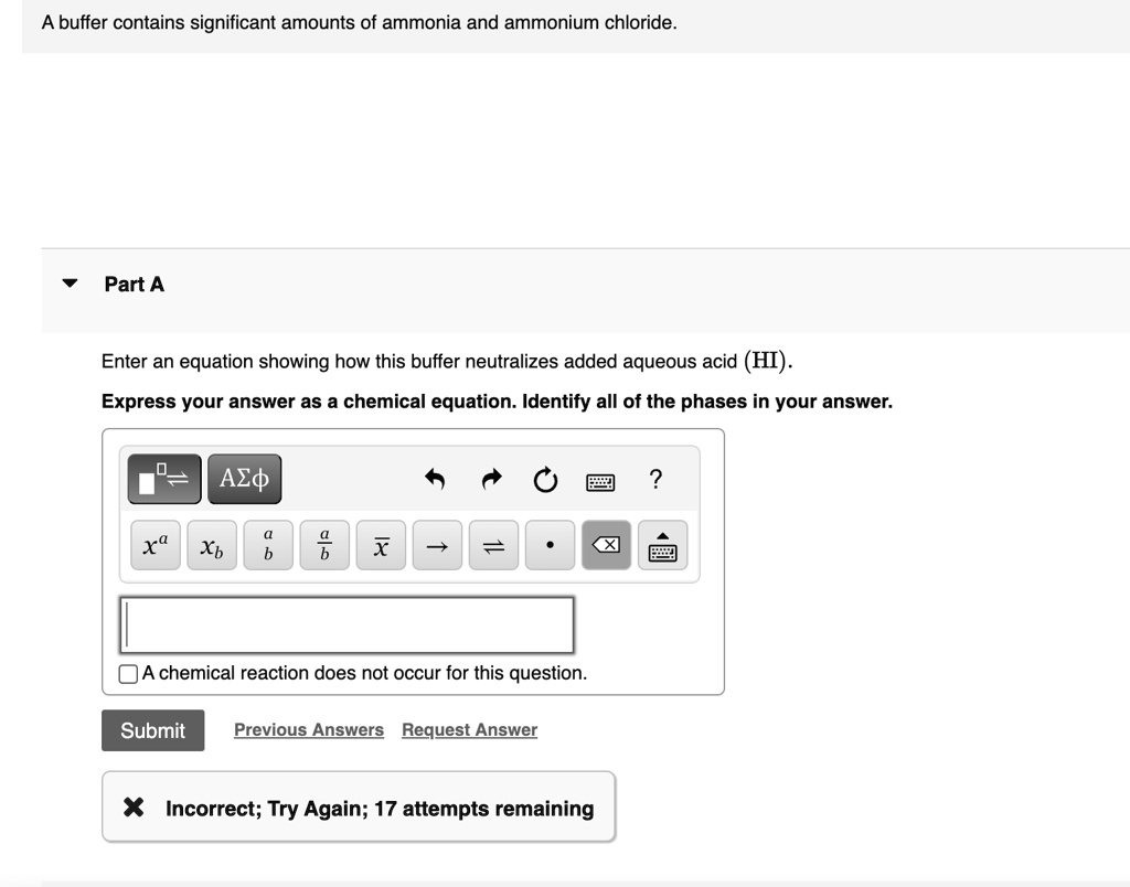 SOLVED: A buffer contains significant amounts of ammonia and ammonium ...