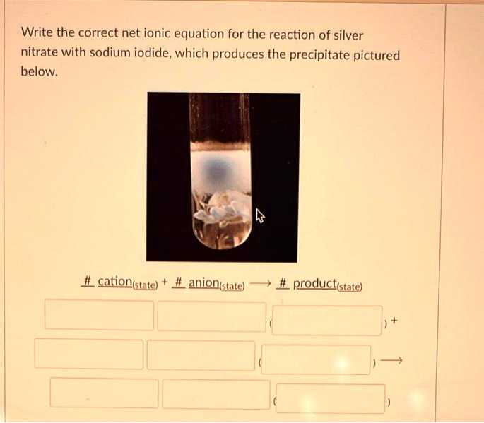 Write the correct net ionic equation for the reaction of silver nitrate