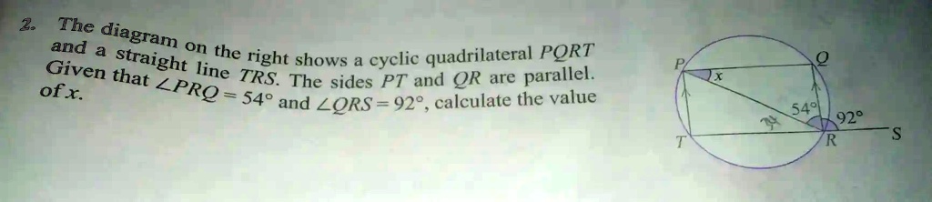 the diagram and on straight the right shows cyclic quadrilateral pqrt ...