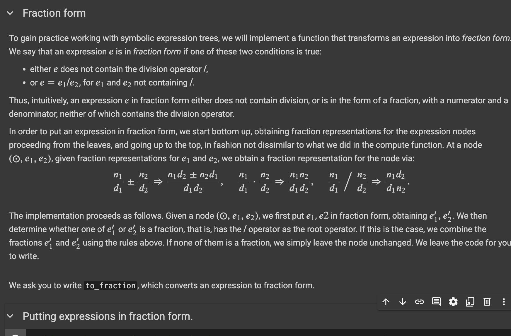 Fraction form To gain practice working with symbolic expression trees ...