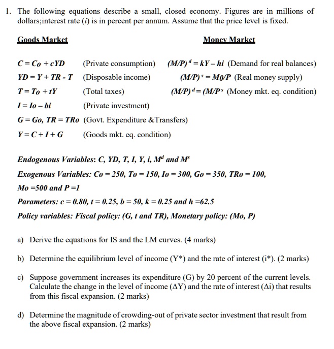 SOLVED: Texts: 1. The following equations describe a small, closed ...