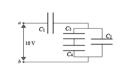 SOLVED: The 4 capacitors in the network shown in the figure below all ...