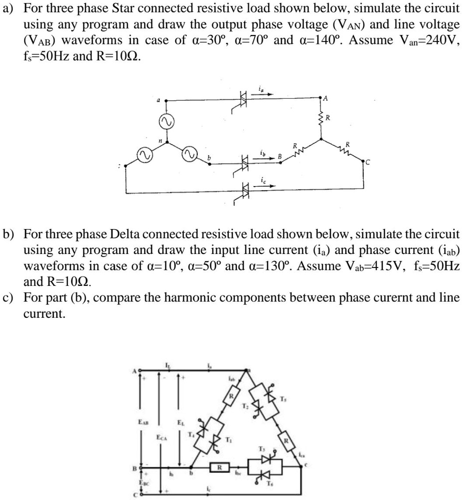 SOLVED: A) For Three-phase Star-connected Resistive Load Shown Below ...