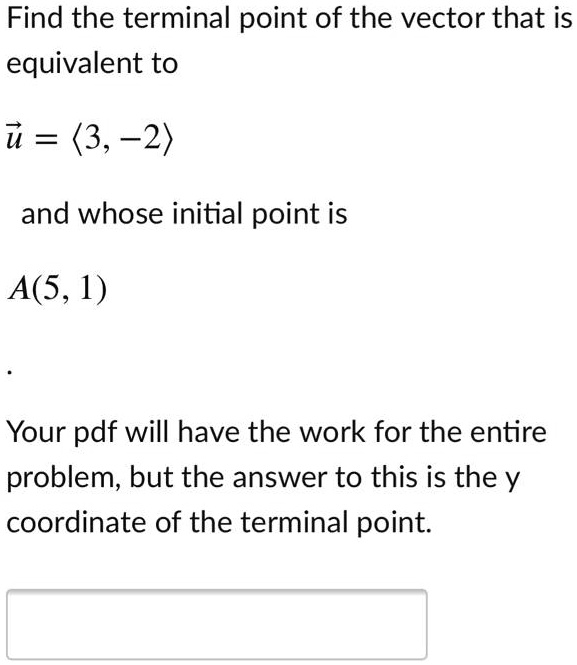 SOLVED Find the terminal point of the vector that is equivalent to u
