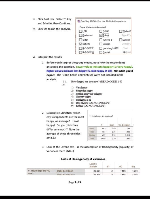 SOLVED: Texts: iv. Click Post Hoc. Select Tukey and Scheffe, then ...