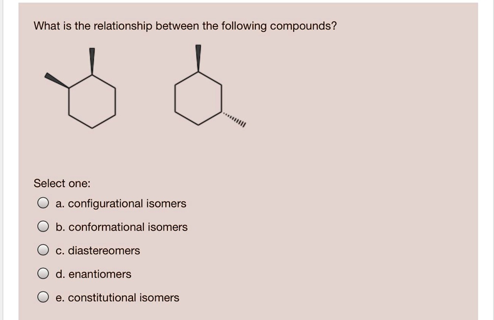 What Is The Relationship Between The Following Compounds Select One A Configurational Isomers B