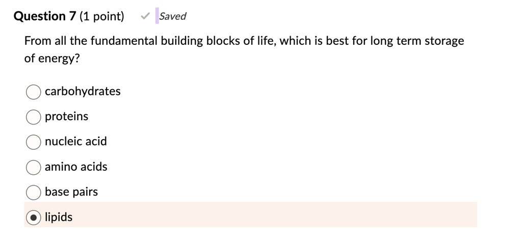 SOLVED: Question 7 (1 point) From all the fundamental building blocks ...
