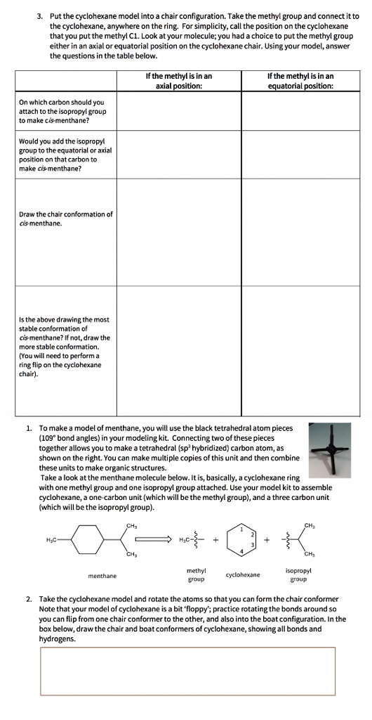 SOLVED Put the cyclohexane model into chair configuration Take the