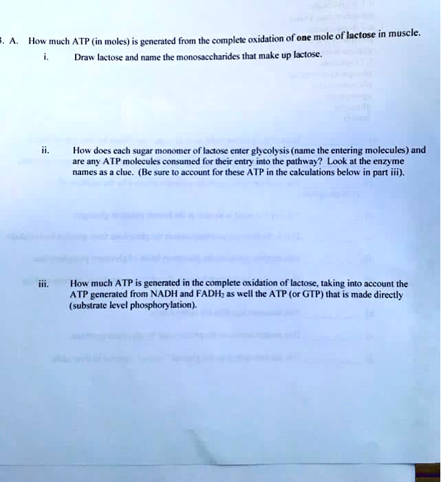 SOLVED: How much ATP (in moles) is generated from the complete ...