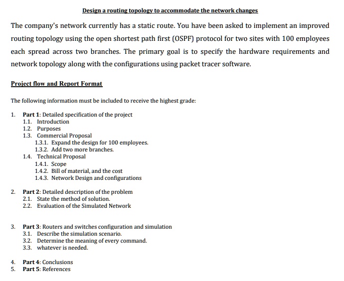 Design a routing topology to accommodate the network changes The ...