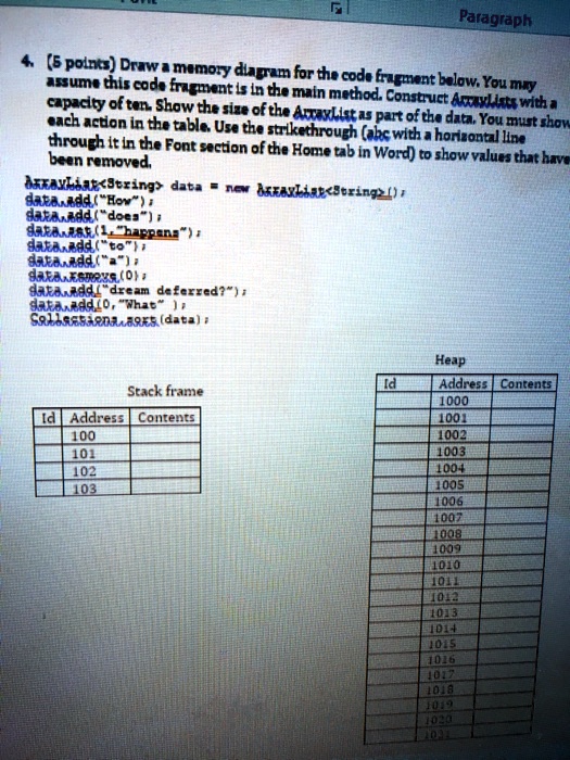 SOLVED: Draw a memory diagram for the code fragment below. C++ only ...