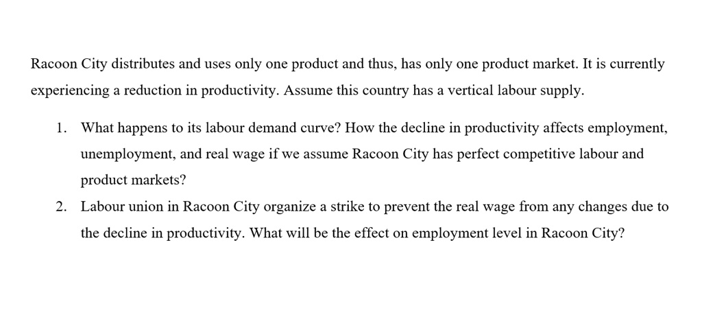 Unemployed Raccoon Raccoon City distributes and uses only one product and thus, has only ...