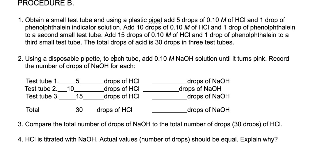 SOLVED PROCEDURE 1. Obtain a small test tube and using a plastic