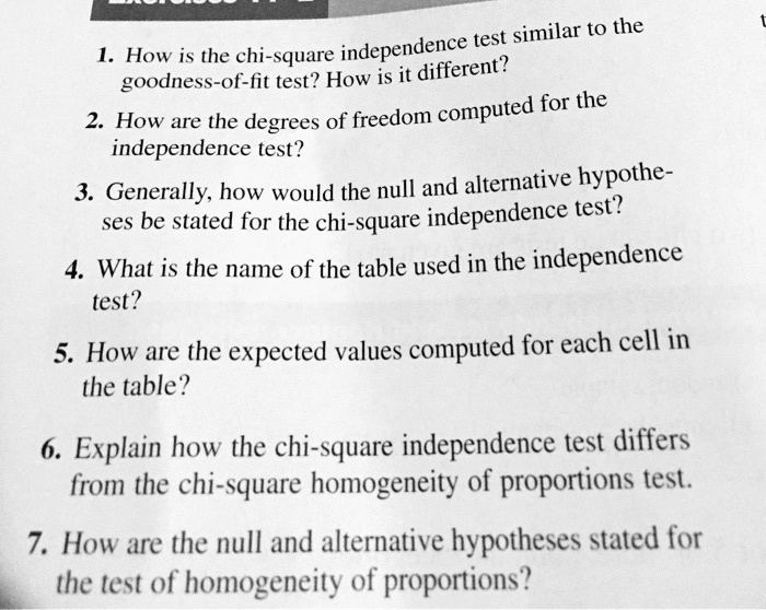 SOLVED: test similar to the 1. How is the chi-square independence ...
