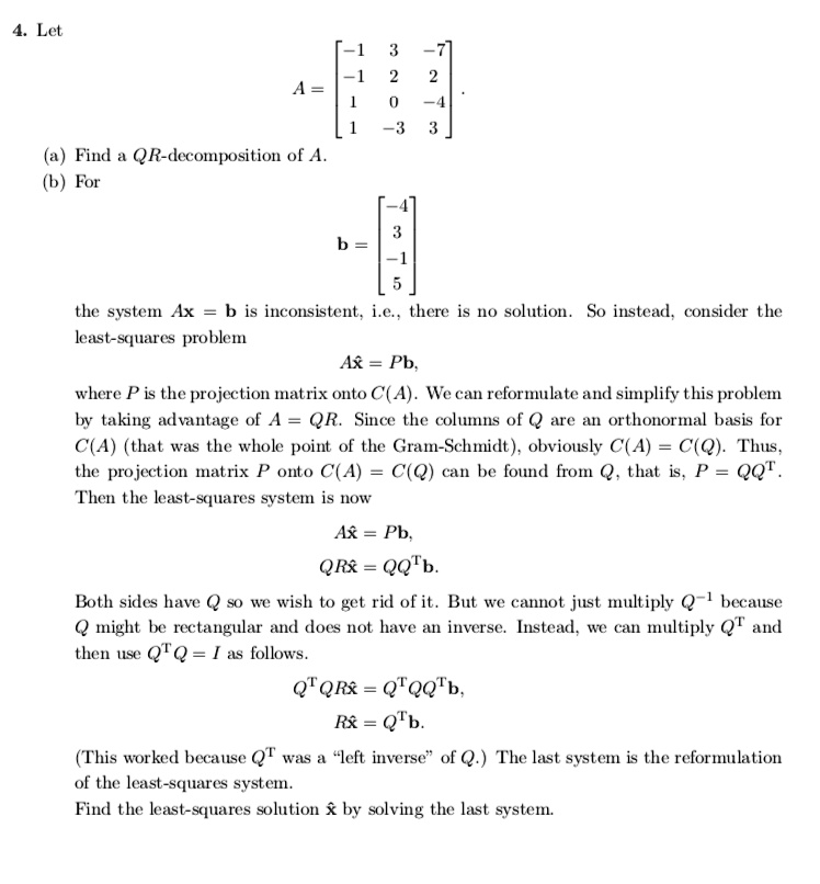 SOLVED4. Let Find of Az For the system Ax = b is