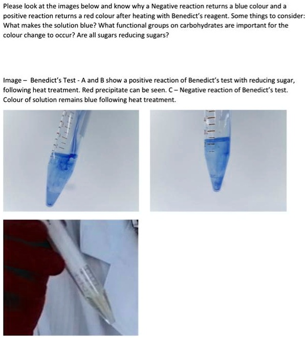 SOLVED in the benedicts test what makes the solution blue after